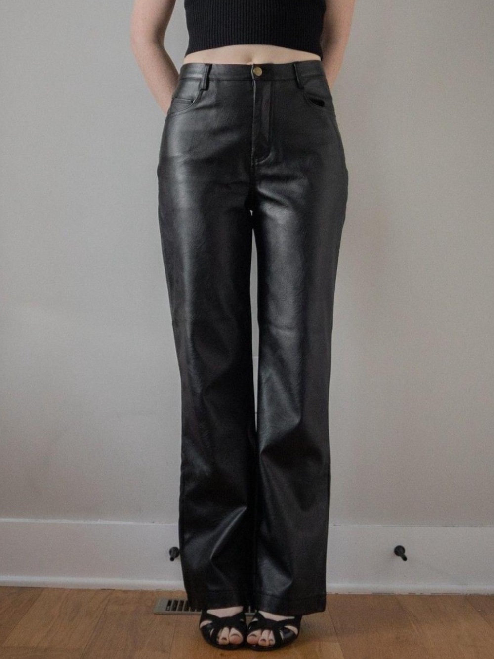 NWT Cotton-On Arden Black Faux Leather Pants Size 4